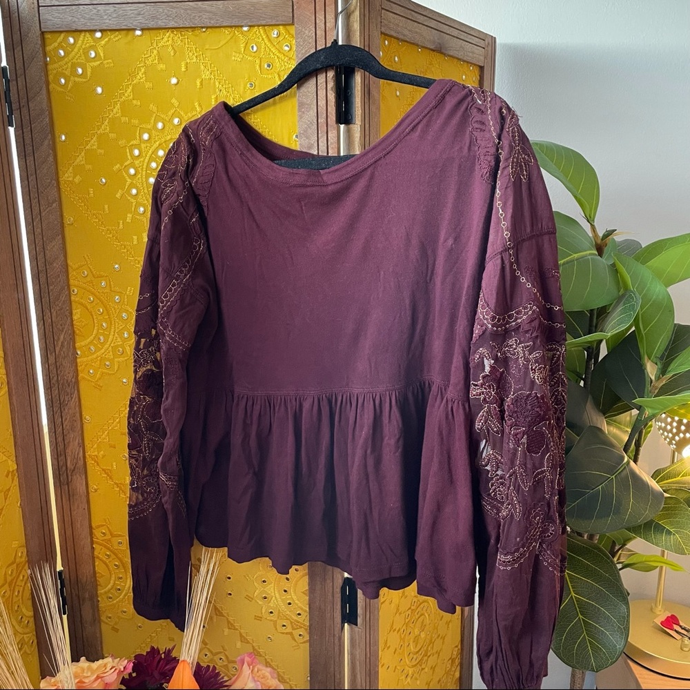 Free People embroidered babydoll top